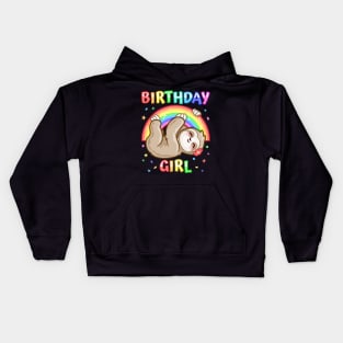 Birthday Girl- Cute Animal Sloth Rainbow theme Party Kids Hoodie